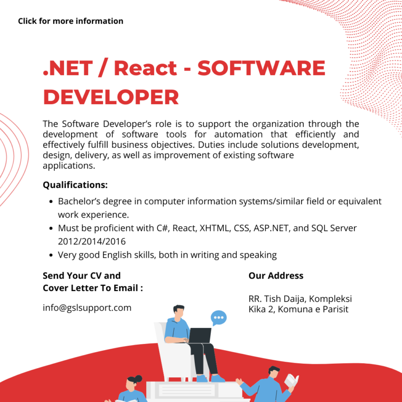 software developer job GSL Enterprise Support Albania